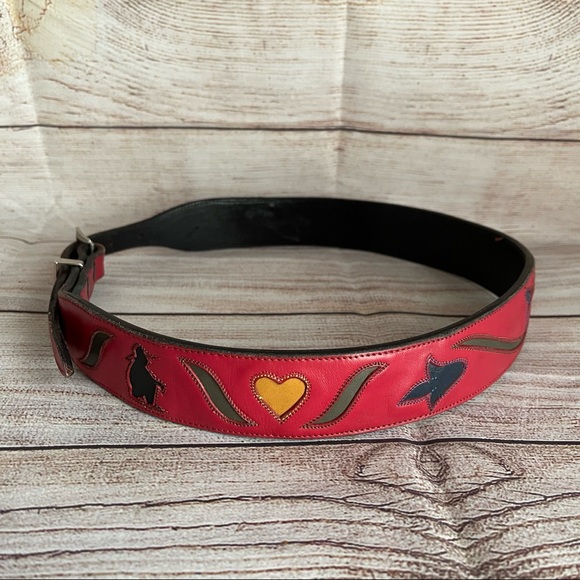 larry Accessories - Larry Mahan leather tooled belt vintage size 30 western design